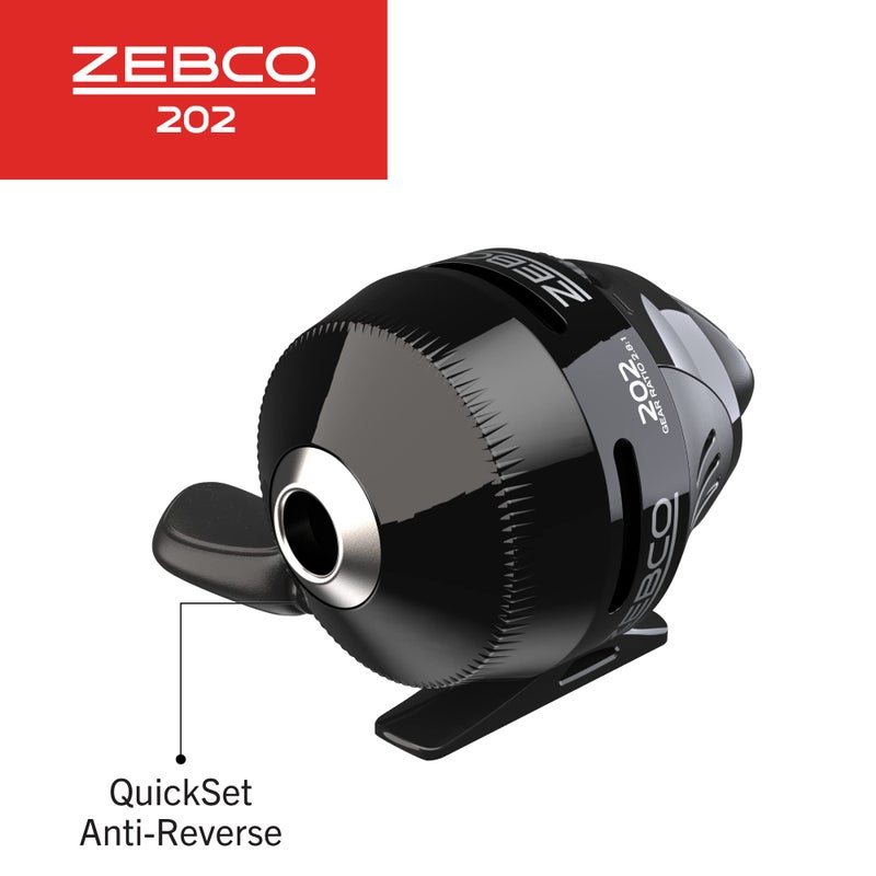 Zebco 202 Spincast Fishing Reel, Size 30 Reel, Right-Hand Retrieve, Durable All-Metal Gears, Stainless Steel Pick-up Pin, Pre-Spooled with 10-Pound Zebco Fishing Line, Black - Image 4